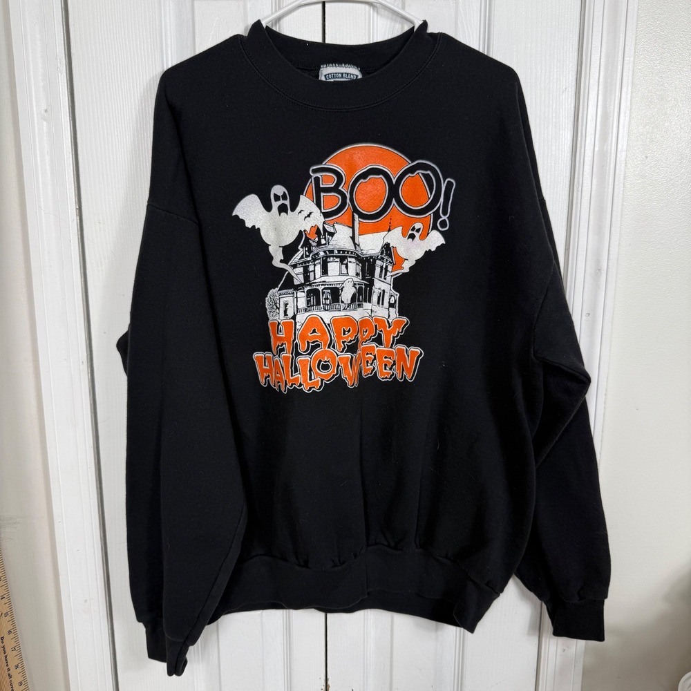 Vintage 90s Halloween Sweatshirt Xl Haunted house Spooky Ghost Lee tag